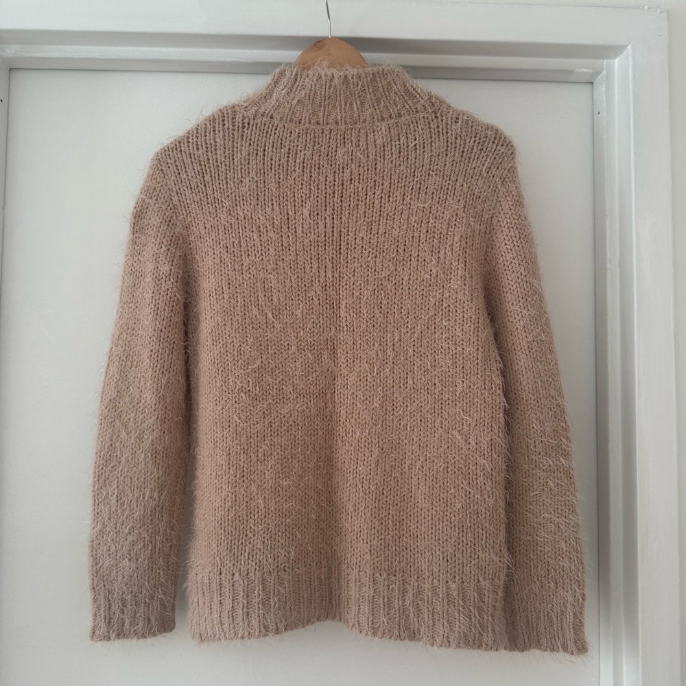ONLY OUR STORY Denmark Brand Mohair Beaded High Neck Knit Sweater Taupe Size M - Picture 2 of 6
